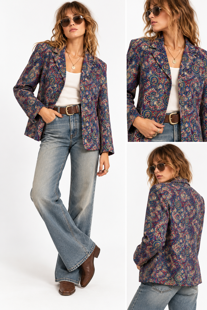 Julie - Paisley Velvet Blazer