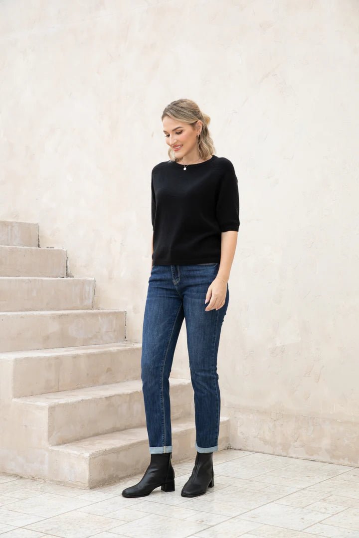 Rolled Cuff Denim - Dark Wash - The Daisy Chain