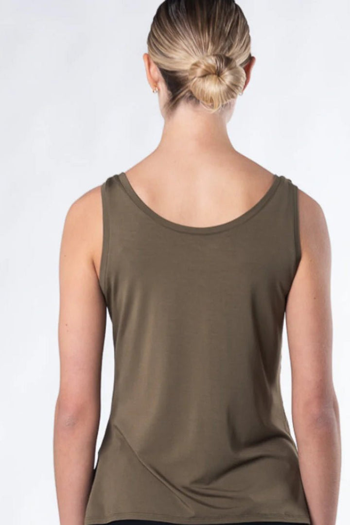 Round Neck Tank - Deep Olive - The Daisy Chain