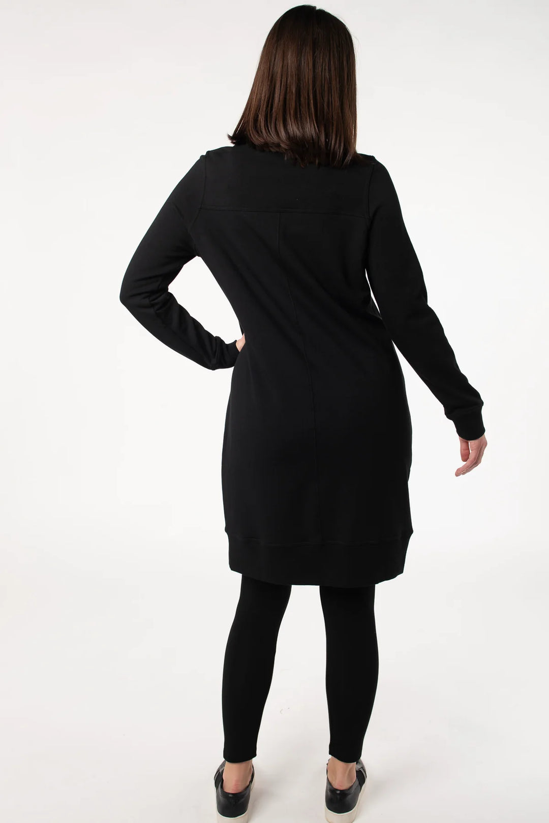 Sabelle Half-Zip Fleece Dress- Black