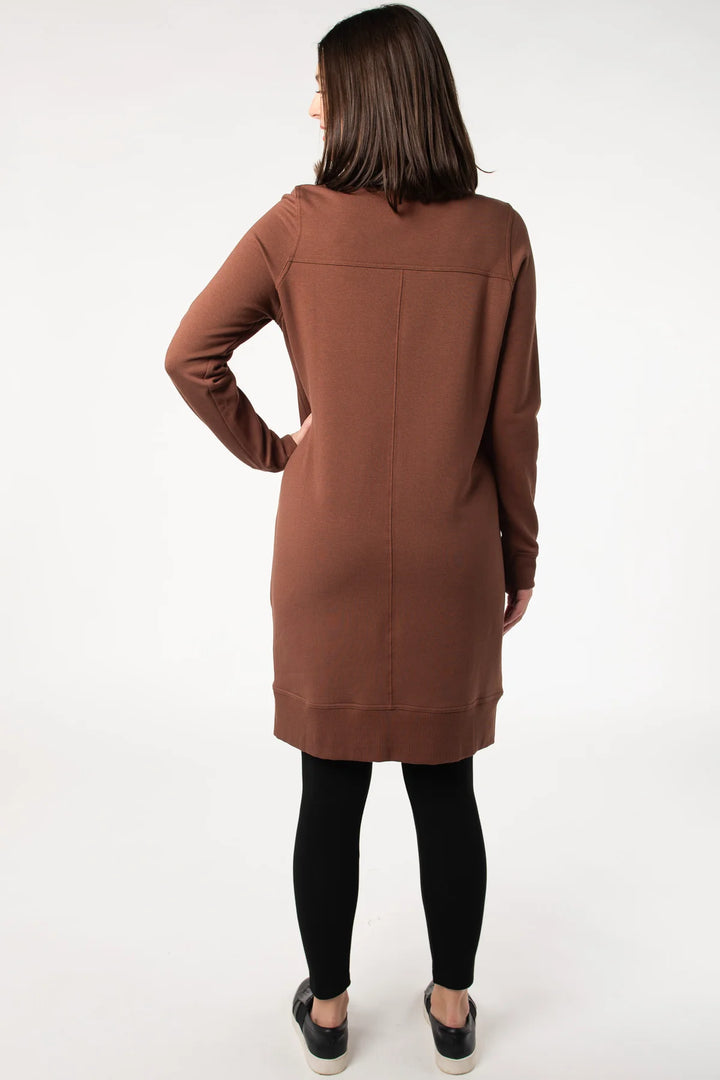 Sabelle Half-Zip Fleece Dress- Cocoa