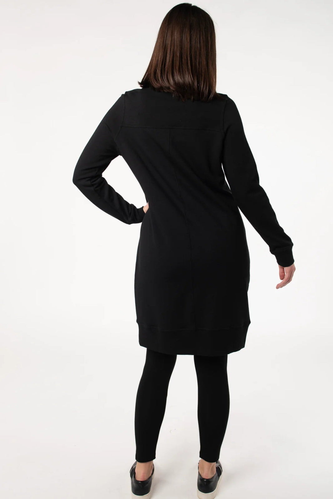 Sabelle Half - Zip Fleece Dress - Black - The Daisy Chain