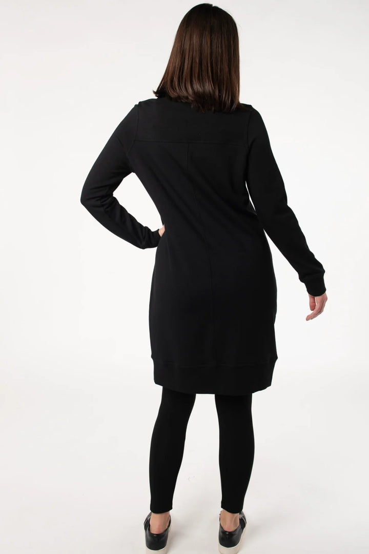 Sabelle Half - Zip Fleece Dress - Black - The Daisy Chain