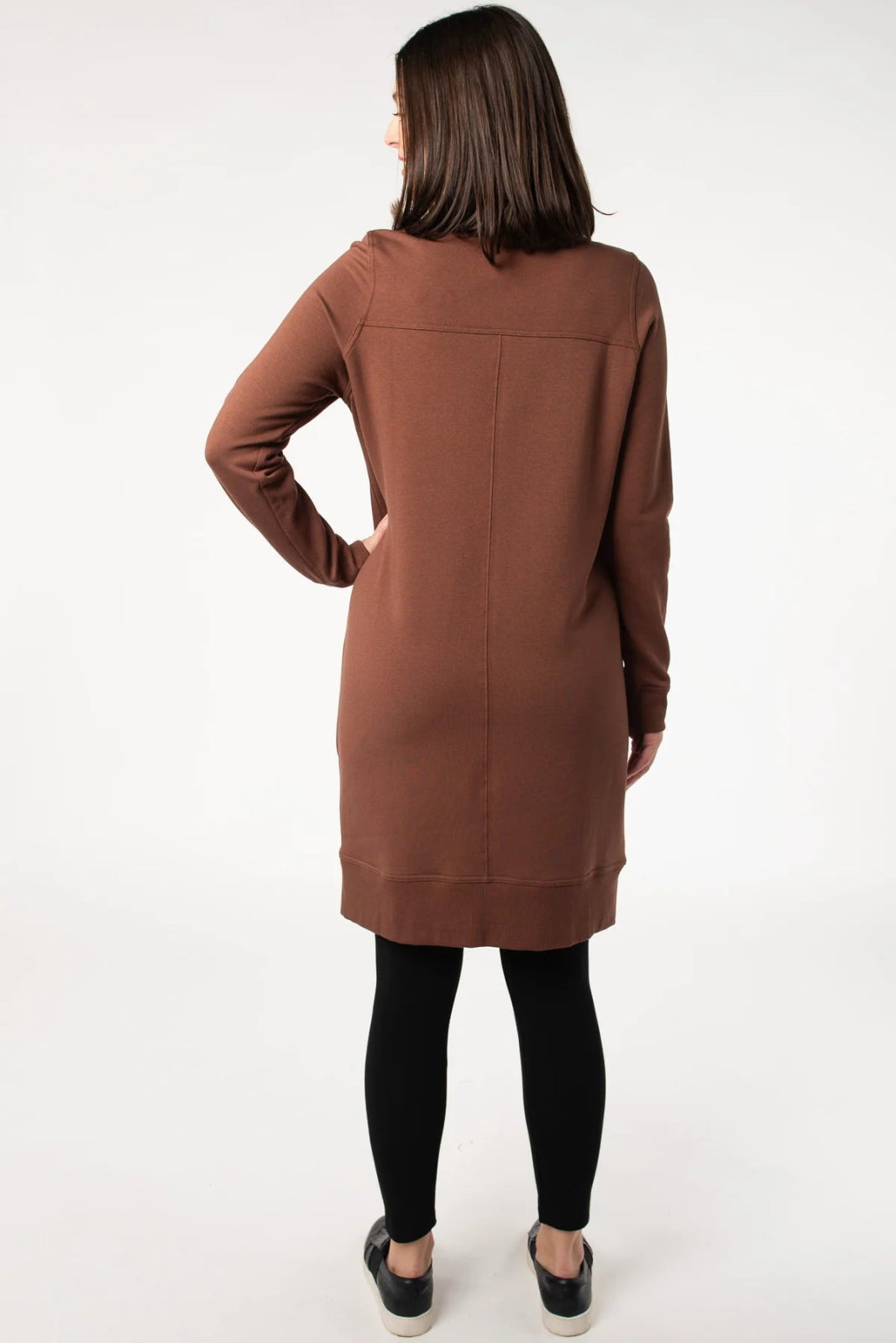 Sabelle Half - Zip Fleece Dress - Cocoa - The Daisy Chain