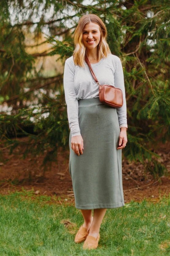 Sedona Pencil Skirt - Sage - The Daisy Chain