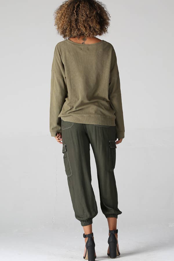 Silky Cargo Pants - Olive - The Daisy Chain