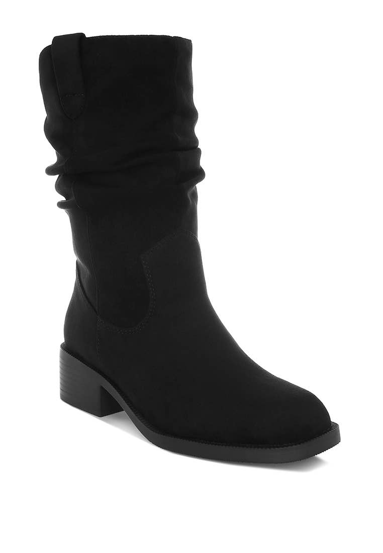Slouchy Cowboy Boots - Black - The Daisy Chain