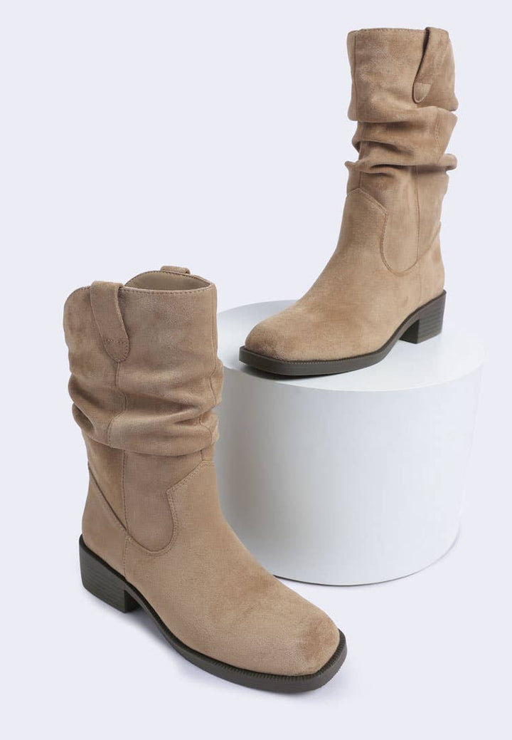 Slouchy Cowboy Boots - Taupe - The Daisy Chain