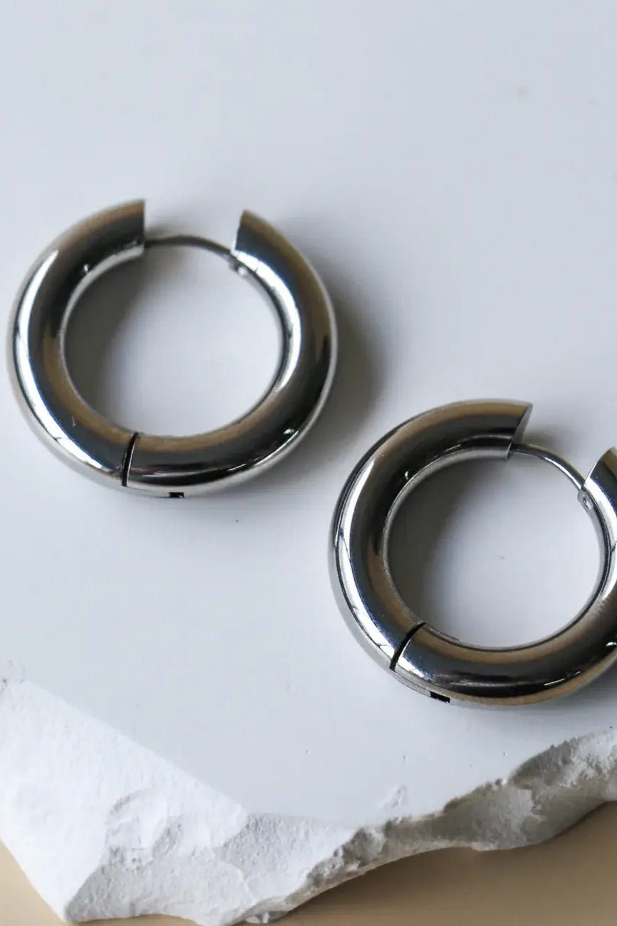 Sylo Hoop Earrings - Steel - The Daisy Chain