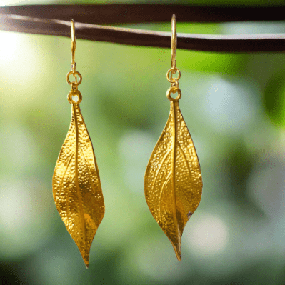 Textured Leaf Earrings - The Daisy Chain