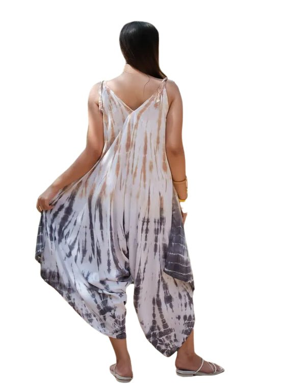 Tie Dye Romper - Denim & Peach - The Daisy Chain