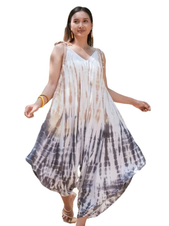 Tie Dye Romper - Denim & Peach - The Daisy Chain