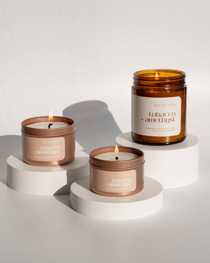 Tobacco + Amethyst | Beeswax Blend Candle Jar - The Daisy Chain