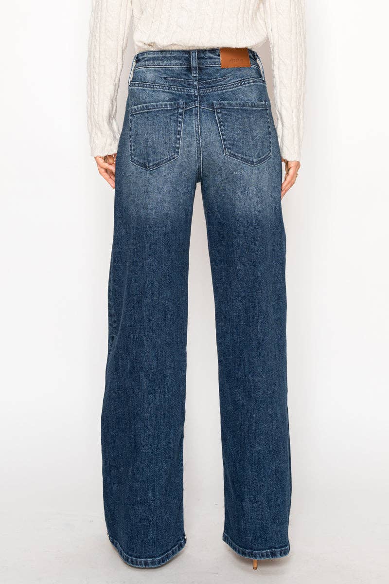 TUMMY CONTROL HIGH RISE WIDE CUFF JEANS - The Daisy Chain