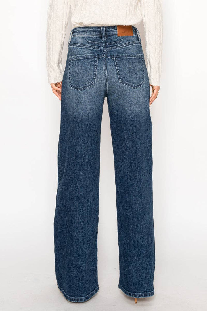 TUMMY CONTROL HIGH RISE WIDE CUFF JEANS - The Daisy Chain