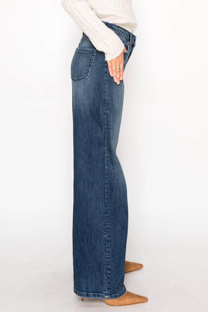TUMMY CONTROL HIGH RISE WIDE CUFF JEANS - The Daisy Chain