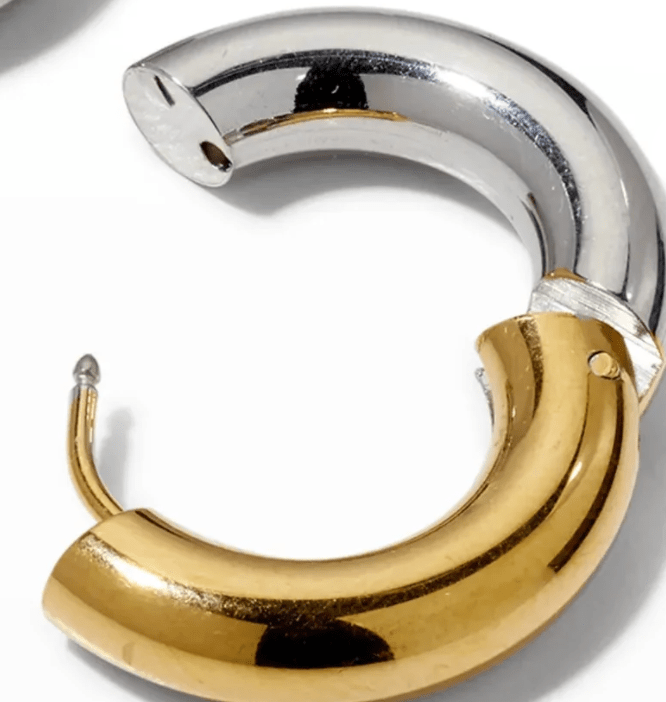 Two Tone Hoop Earring - Large - The Daisy Chain