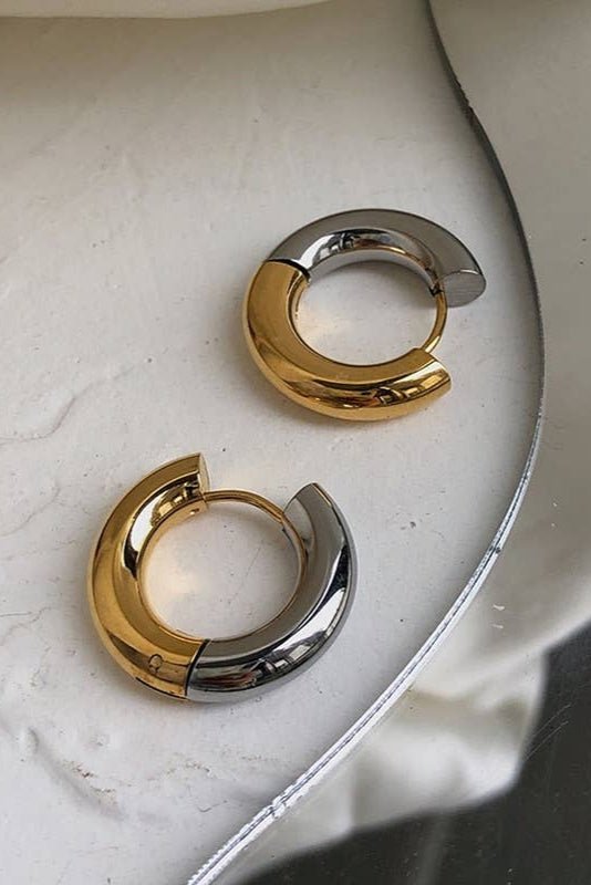 Two Tone Hoop Earring - Large - The Daisy Chain