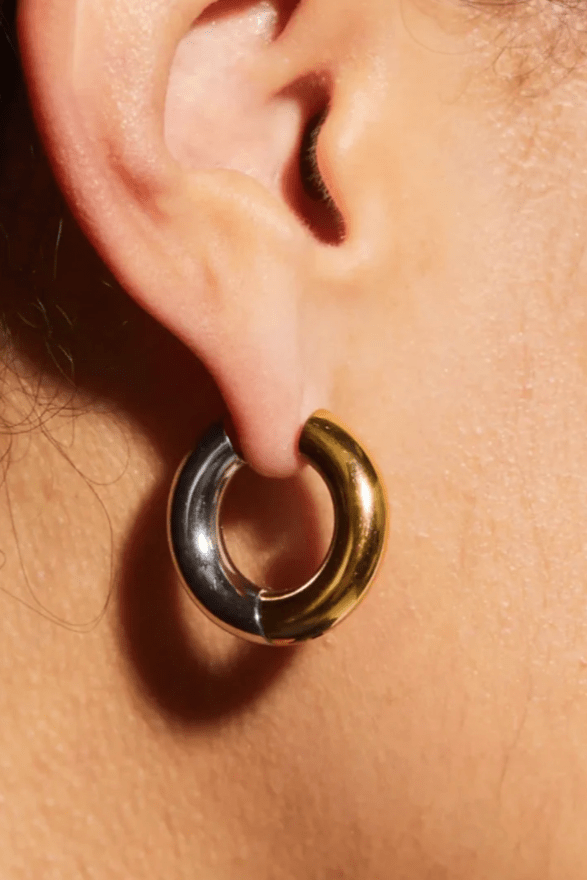 Two Tone Hoop Earring - Large - The Daisy Chain