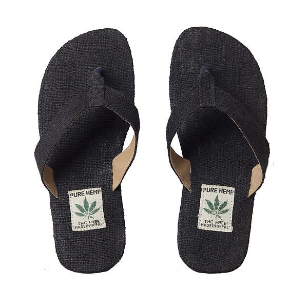 Unisex Hemp Flip Flops - Black - The Daisy Chain