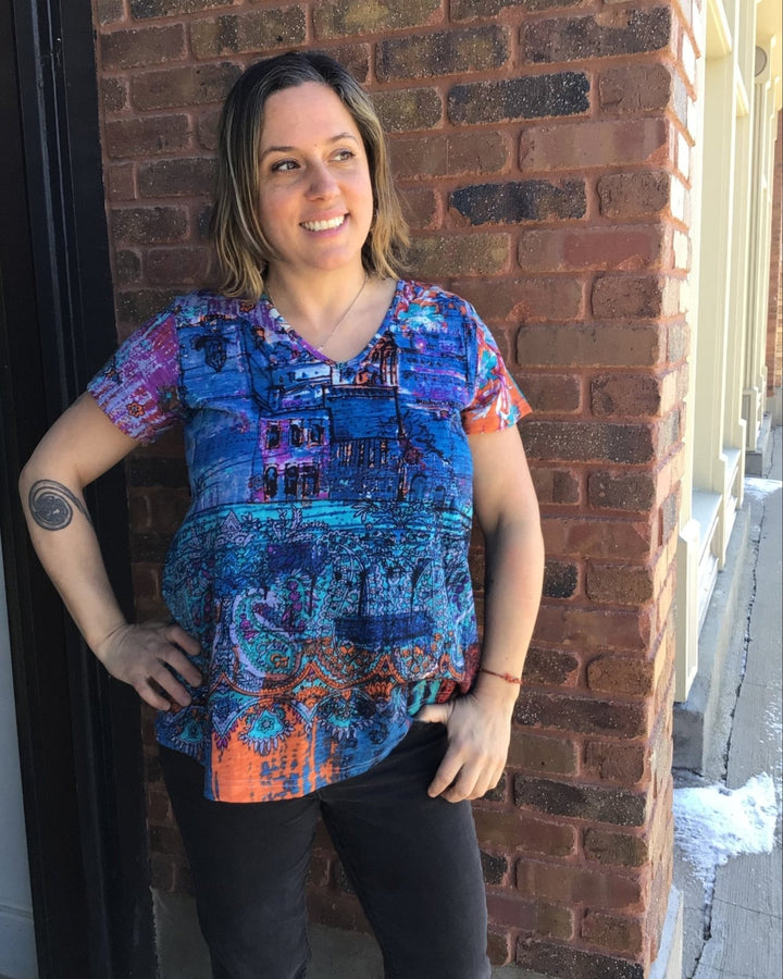 V - Neck Tee - Jaipur Blue - The Daisy Chain