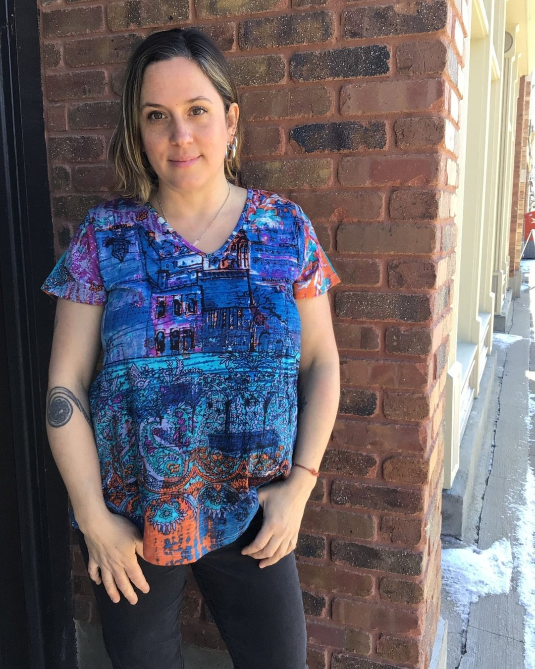 V - Neck Tee - Jaipur Blue - The Daisy Chain
