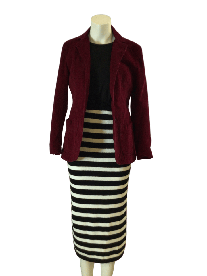 White and Black Striped Knitted Skirt - The Daisy Chain