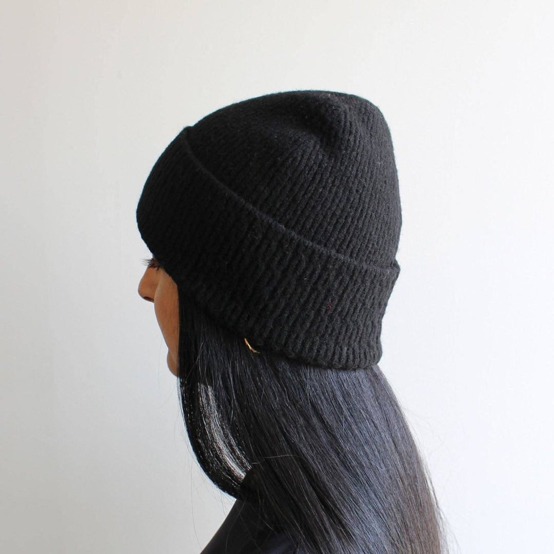 Wool Blend Beanie - Black - The Daisy Chain