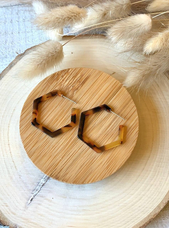 Hexagon Hoop: Amber Tortoiseshell