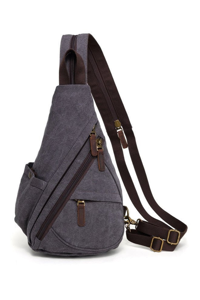 Canvas Sling Back Pack - Charcoal - The Daisy Chain
