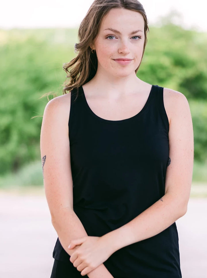 Round Neck Tank - Black