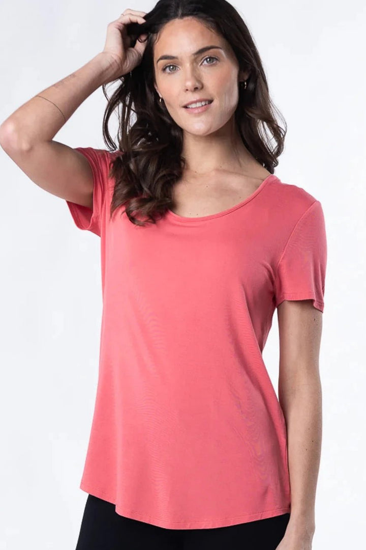 Round Neck Tee - Coral - The Daisy Chain